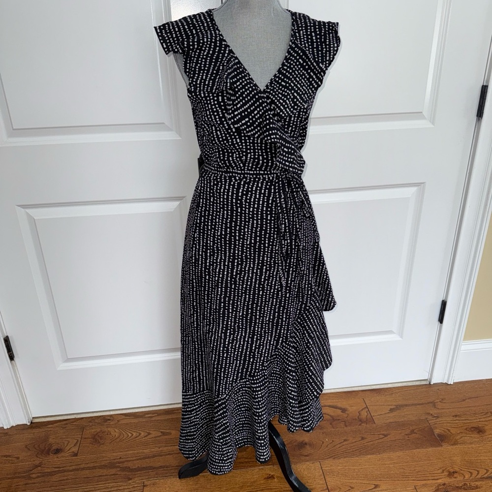 Max Studio Black and White polkadot  Midi Dress